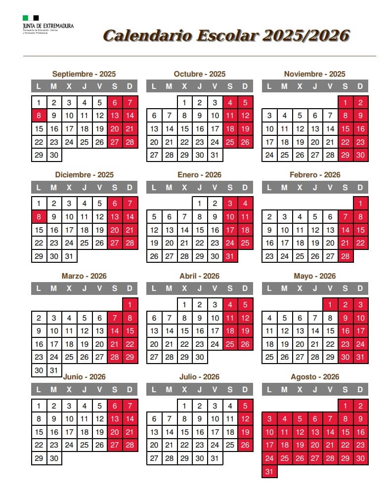 Calendario Escolar 2025-2026